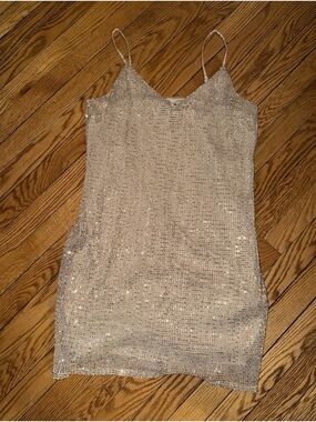 Express Sequin Mini Slip Dress in Champagne